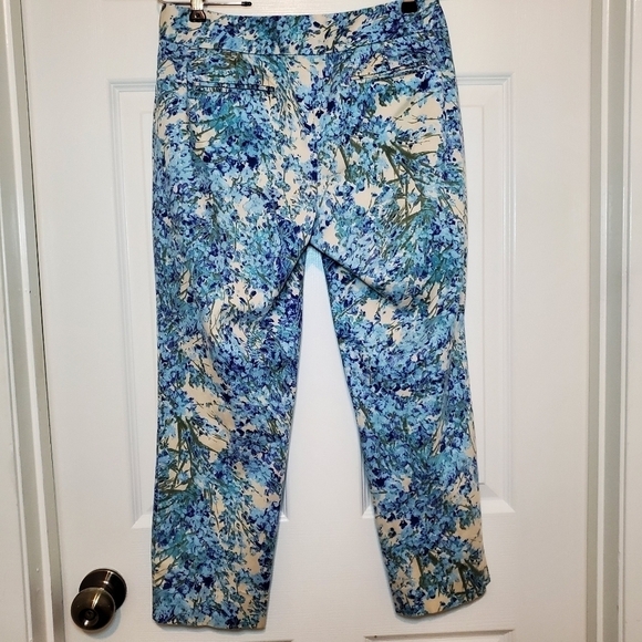 Talbots Blue Beige Floral Ankle Dress Pants Sz 4P - Picture 5 of 10